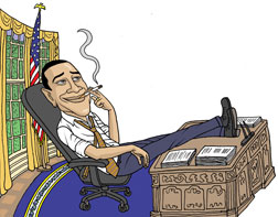Barack Obama fumeur credit Mark Alan Stamaty Slate 101208