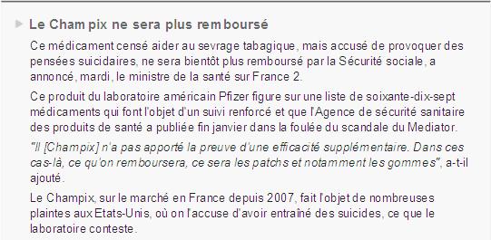 Champix Le Monde Bertrand varenicline tabac fumer