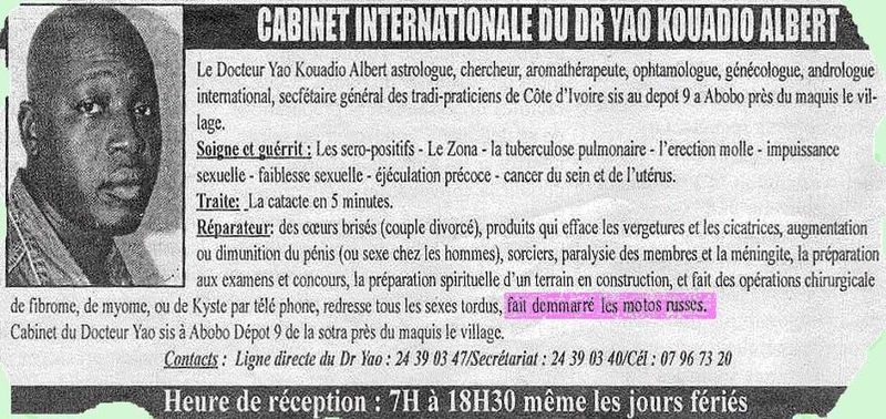 Dr_Albert Yao fait démarrer les motos russes