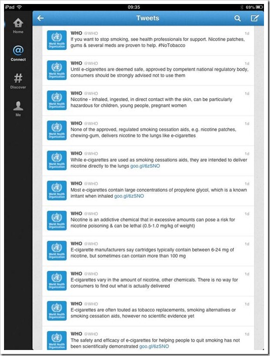 WHO against electronic cigarettes OMS 9 juillet 2013